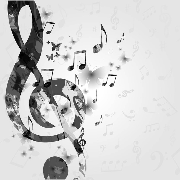 Black and white music poster with music notes. Music elements design for card, poster, invitation. Music background vector illustration - Vetor, Imagem