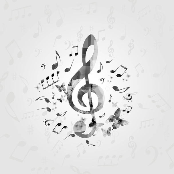 Black and white music poster with music notes. Music elements design for card, poster, invitation. Music background vector illustration - Vecteur, image