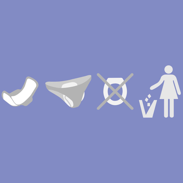 Не кидати жіночі продукти в туалет
 - Вектор, зображення