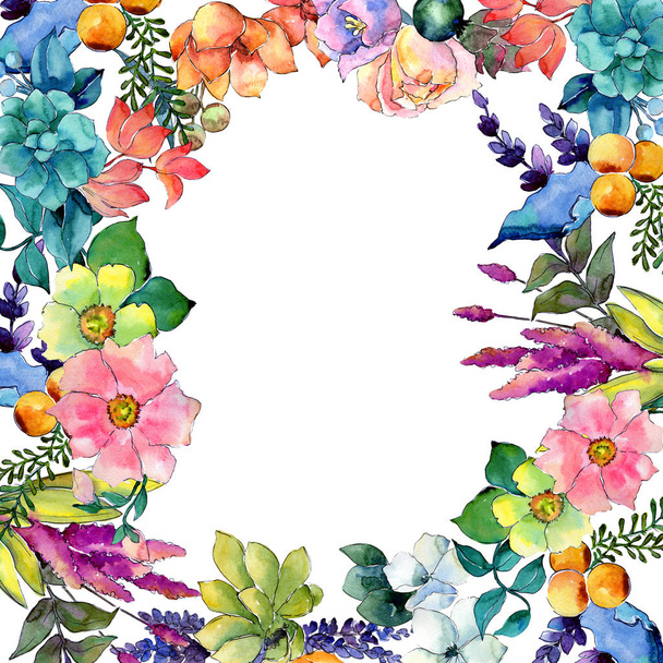 Тропическая цветочная рамка в стиле акварели
. - Фото, изображение