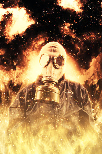 Persoon met gas masker - Foto, afbeelding
