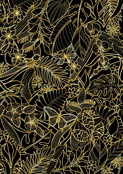 Tropical Gold Pattern - Vetor, Imagem