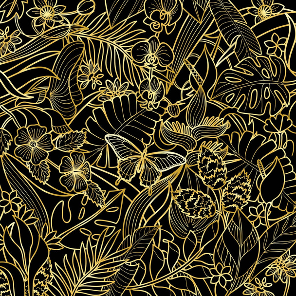 Tropical Gold Pattern - Vetor, Imagem