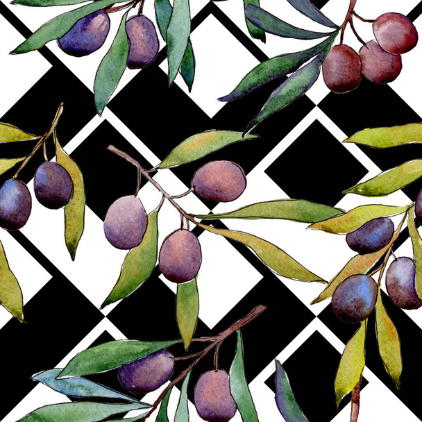 Olive tree patroon in een aquarel stijl. - Foto, afbeelding