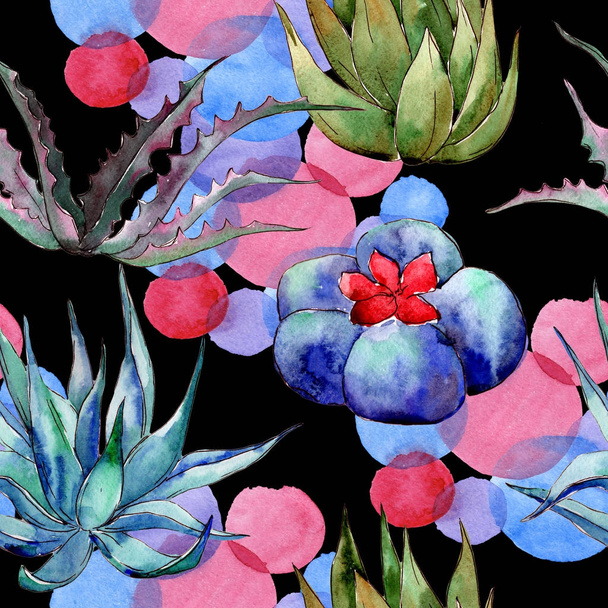 Wildflower cactus patroon in een aquarel stijl. - Foto, afbeelding