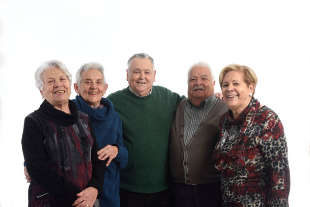 Group of senior people on white - Foto, afbeelding
