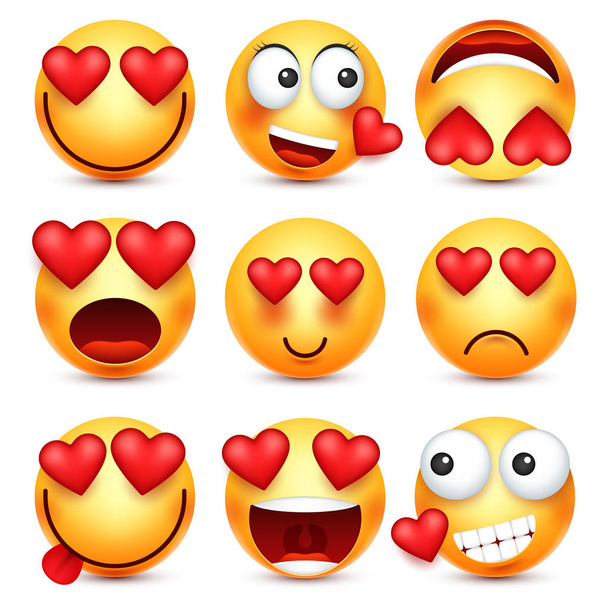 Valentinstag Smiley. Emoji mit Herz. liebe, 14. februar. - Vektor, Bild