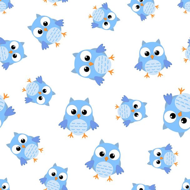 Cute cartoon owl seamless pattern background. Business flat vect - Vector, Image