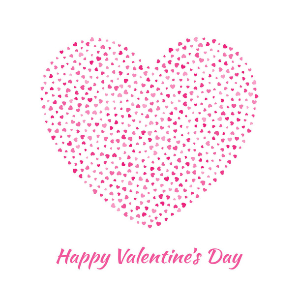 Love heart silhouette from gentle flying pink hearts isolated on white background. Valentines Day card design.  Vector illustration EPS10 - Vetor, Imagem