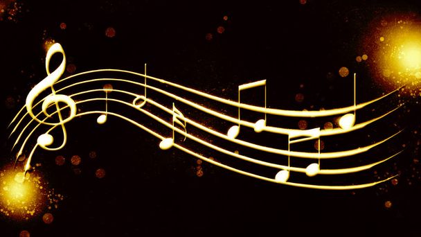 beautiful golden background music notation - Foto, afbeelding