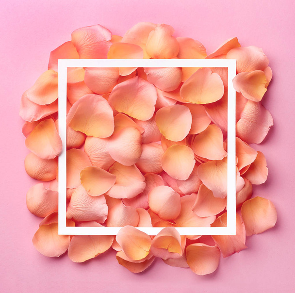 A rózsaszín rózsaszirom keret - Fotó, kép