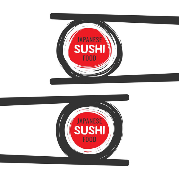 箸で寿司のベクトルのロゴを落書き - ベクター画像