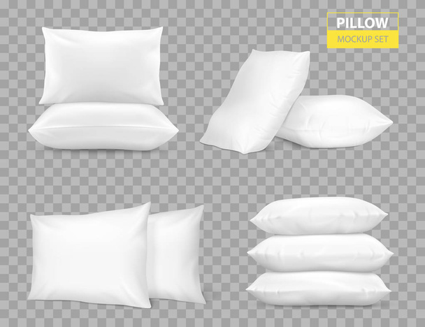  現実的な白い枕透明セット  - ベクター画像