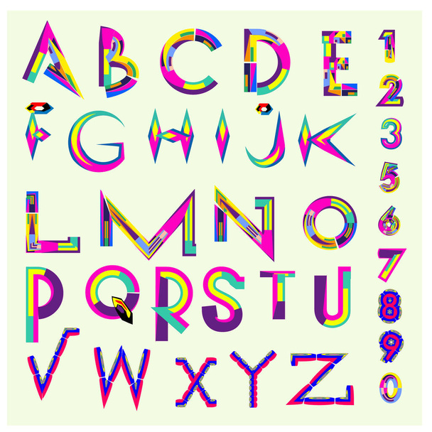 Vector of colorful alphabet. Unique fonts for design and illustration template. Typography for poster and headline publication. - Vecteur, image