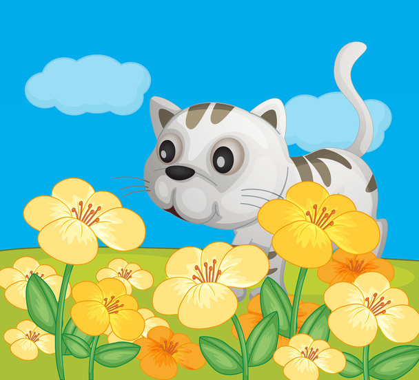A cat sitting in nature - Vector, afbeelding