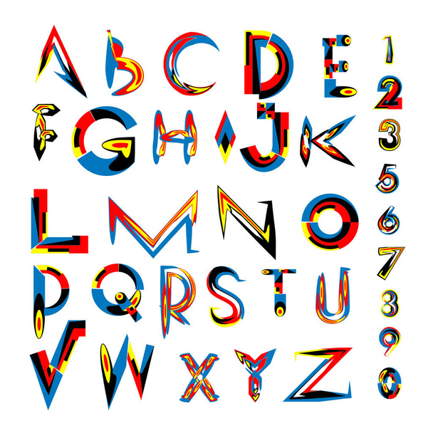 Διάνυσμα πολύχρωμο αλφάβητο. Μοναδική γραμματοσειρές για το σχεδιασμό και την εικονογράφηση πρότυπο. Τυπογραφία για δημοσίευση αφίσας και τίτλος. - Διάνυσμα, εικόνα
