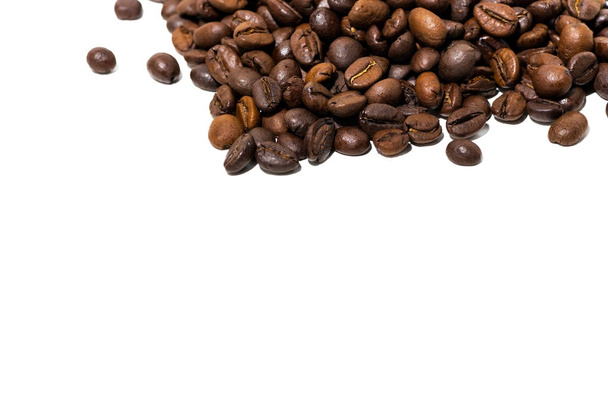 テキストとコーヒー豆の白い背景 - 写真・画像