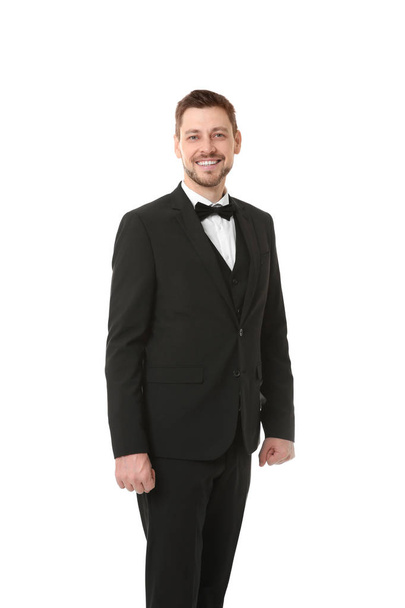 Handsome waiter on white background - Foto, Imagem