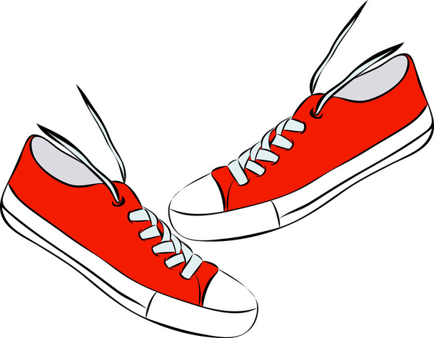red textile sneakers isolated on white background - Vector, Imagen