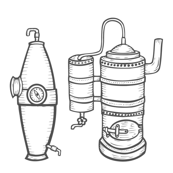 Appareils de distillation croquis
 - Vecteur, image