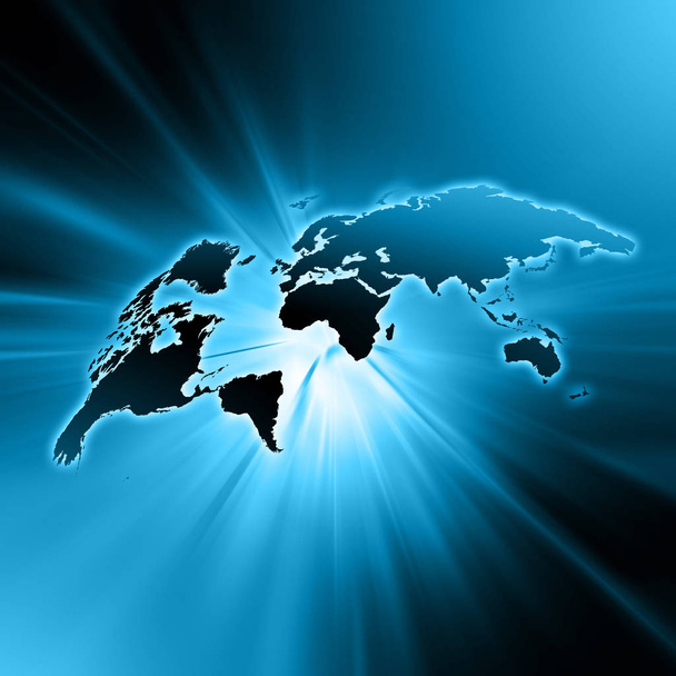 Карта мира на технологическом фоне, светящиеся линии символов Интернета, радио, телевидения, мобильной и спутниковой связи
. - Фото, изображение