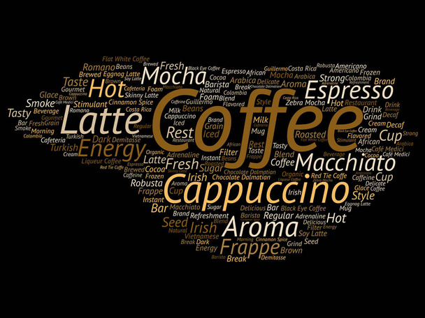 Warme koffie espresso word cloud  - Vector, afbeelding