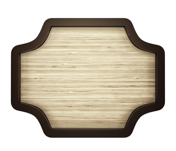 Polygonal wood frame on white background. 3d render - Photo, Image