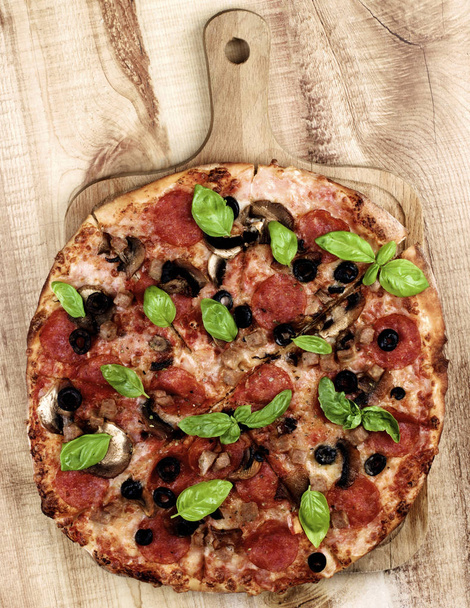 Pepperoni and Mushrooms Pizza - Photo, Image