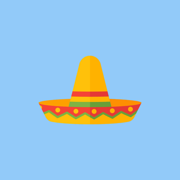 Мексиканські сомбреро капелюх плоских стиль значок. Векторні ілюстрації. - Вектор, зображення