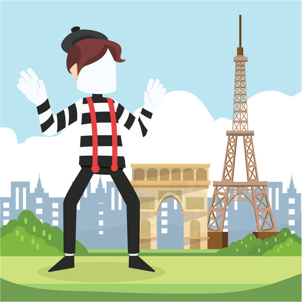 Пантоміма тур Париж Векторні ілюстрації плоский дизайн кия
 - Вектор, зображення