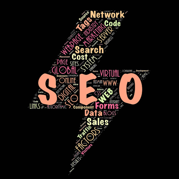 Word cloud of the SEO(Search Engine Optimization) as background - Photo, Image