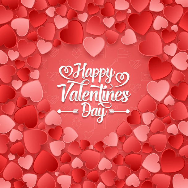 Valentine's day background with red hearts - Vector, Imagen