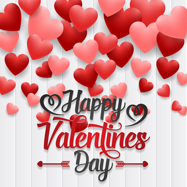 Happy valentines day background with red heart - Διάνυσμα, εικόνα