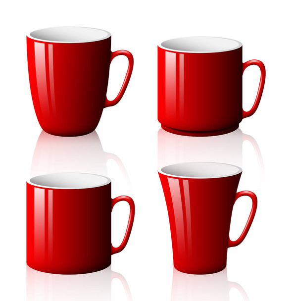 Conjunto de copas rojas aisladas sobre fondo blanco
 - Vector, imagen