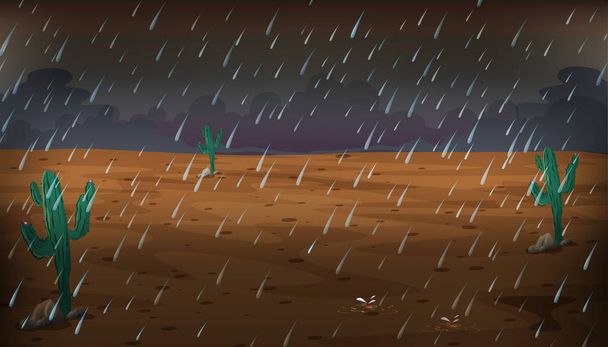 Yağmurlu bir gün sahnede çöl - Vektör, Görsel
