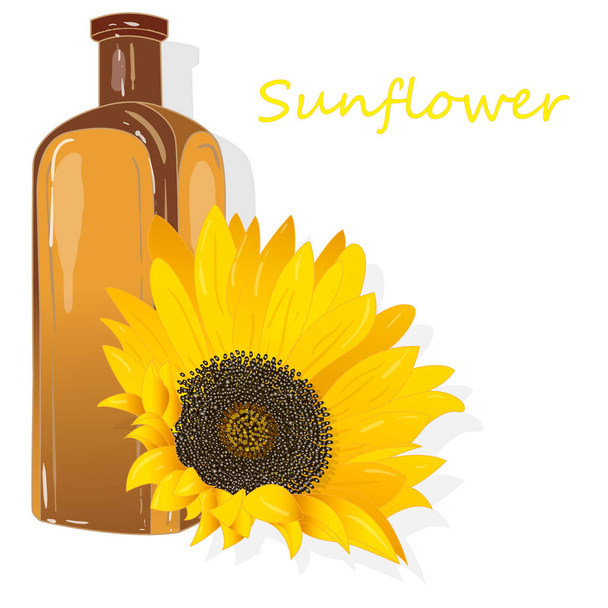 Sunflower oil bottle isolated on white illustration - Vector, Image