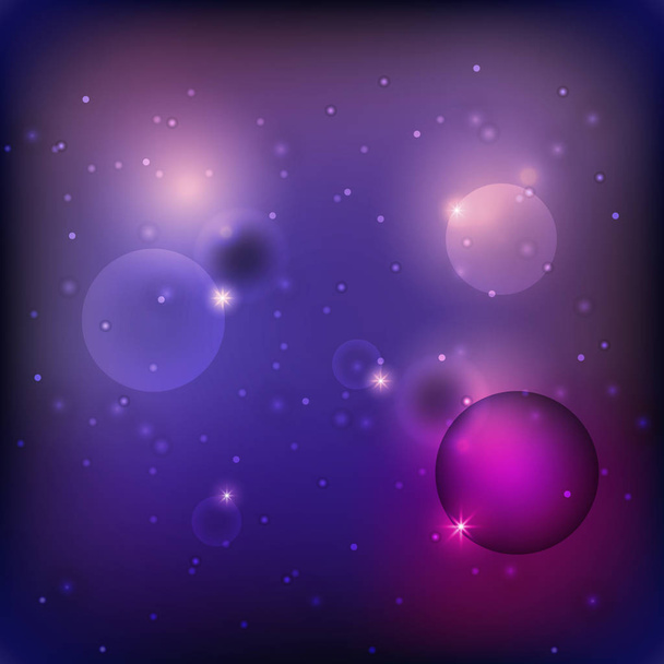 暗い紫色の背景に抽象的な星ウインク円 - ベクター画像