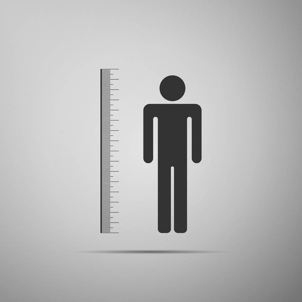 Measuring height body icon isolated on grey background. Flat design. Vector Illustration - Vector, Image