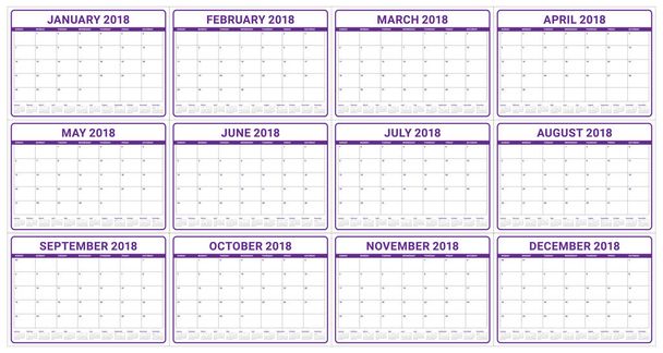 Календар планування 2018 року Векторні ілюстрації
 - Вектор, зображення