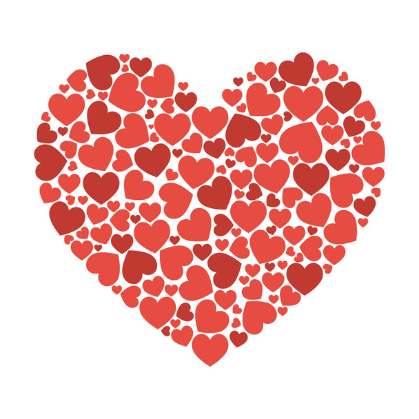 ¡Feliz San Valentín! 14 Febrero gran corazón de corazones pequeños llamarada UI colores vector ilustración
 - Vector, Imagen
