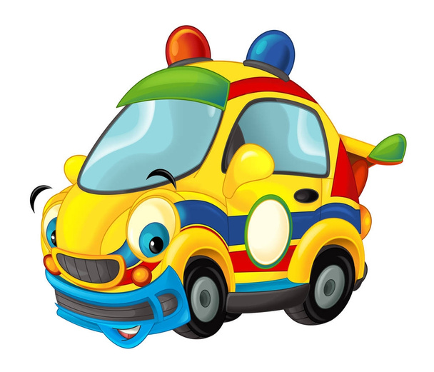 Cartoon funny looking sports car - illustration for children  - Photo, image