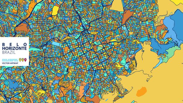 Belo Horizonte, ascar Brazil, Colorful Vector Artmap
 - Vettoriali, immagini