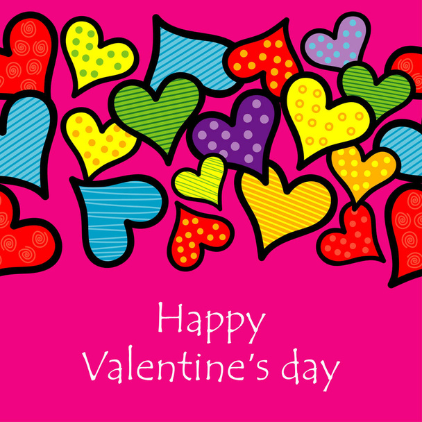 Seamless background with decorative hearts. Valentine's day. Handmade drawing. Colorful flags. Textile rapport. - ベクター画像