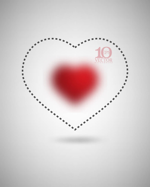 blurred red heart love symbol broken lines elements valentines day background - Vector, Imagen