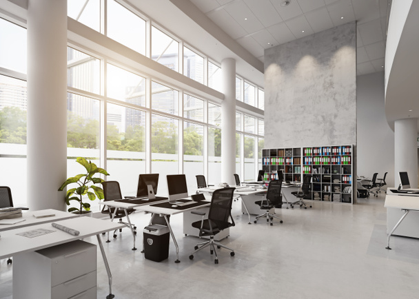 Modern ofis binası iç. 3D render kavramı - Fotoğraf, Görsel