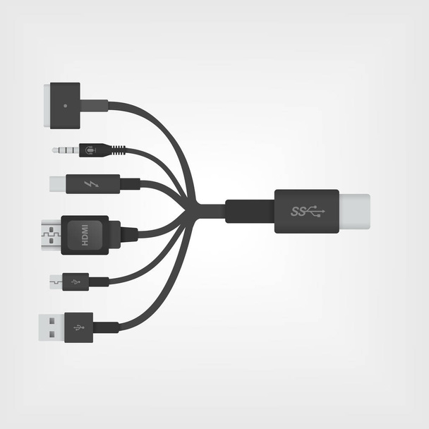 USB type-C alles in één - Vector, afbeelding
