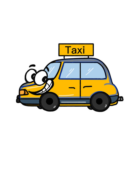 ぬりえ車黄色のタクシー イラスト漫画 - 写真・画像