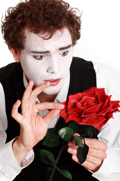 Mime holding a rose , - Valokuva, kuva