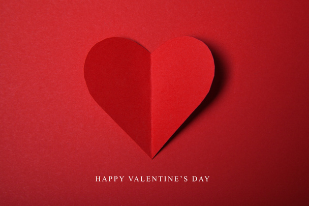Happy Valentines day, Red Heart from paper. Good Holiday Card. - Photo, Image