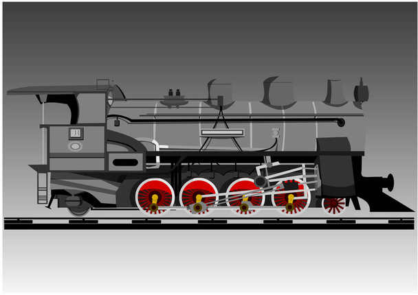 Klasszikus mozdony szürke színben - Vektor, kép